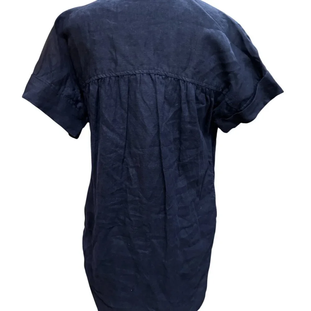 J.Crew Baird McNutt Irish Linen Shirtdress Navy XS Relaxed Fit AY623